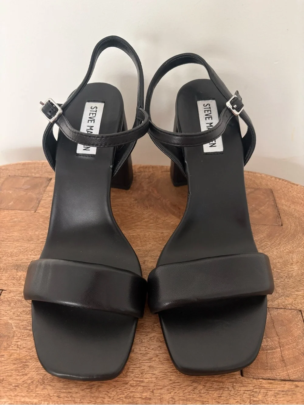 Steve Madden Mareena Black Block Heel Sandals Size 8